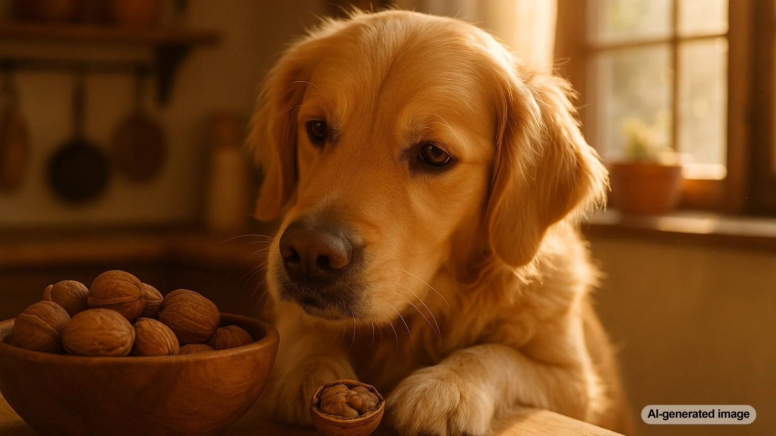 Dog with a walnut snack and question about safety