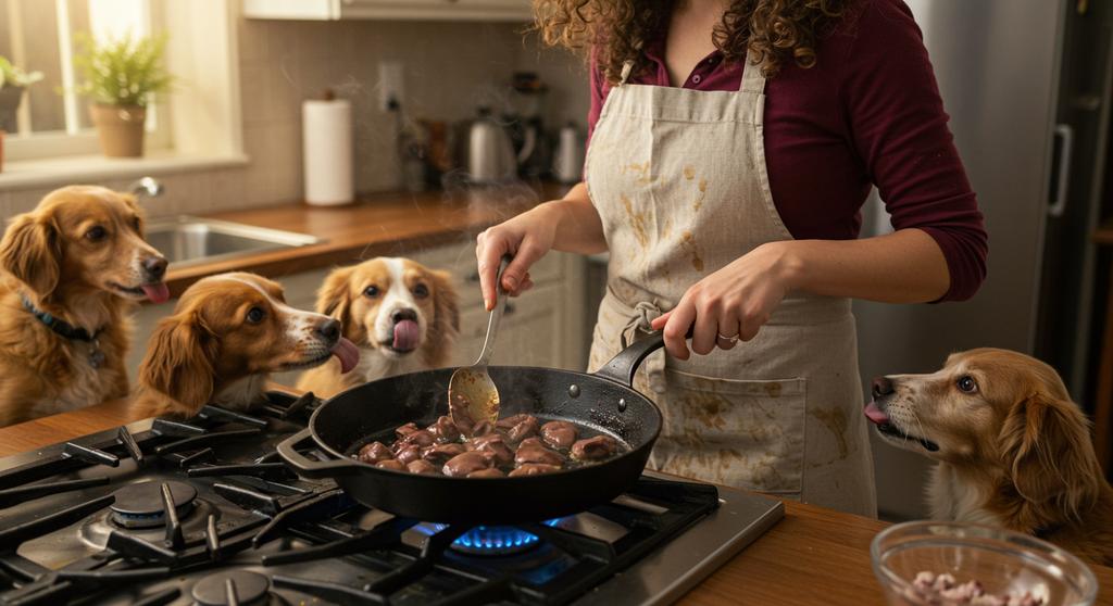 Healthy chicken livers as a treat for dogs