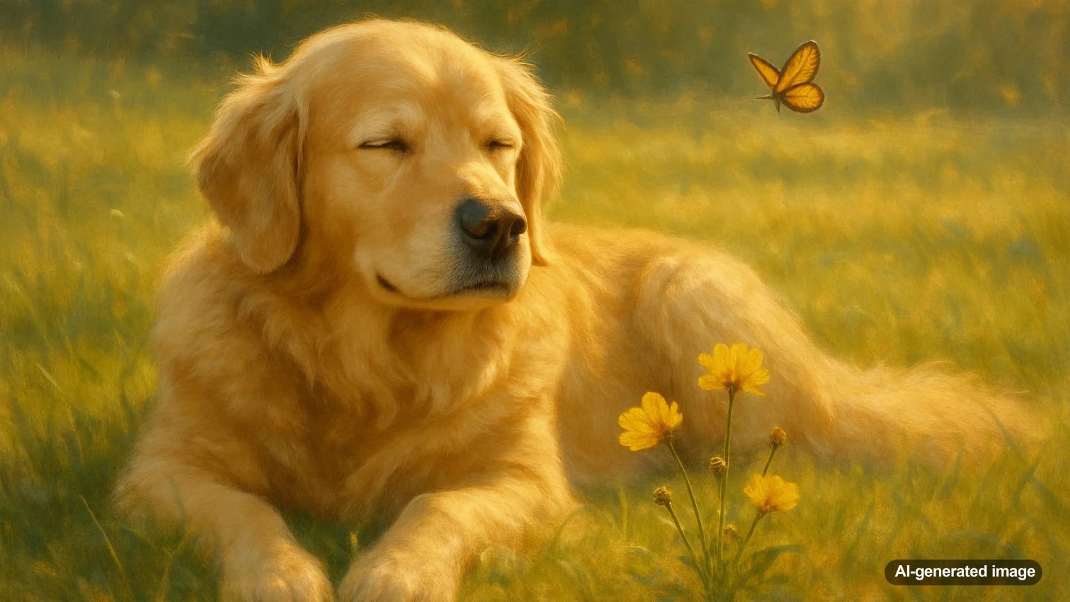 A dog sniffing around during a walk, looking happy and engaged.