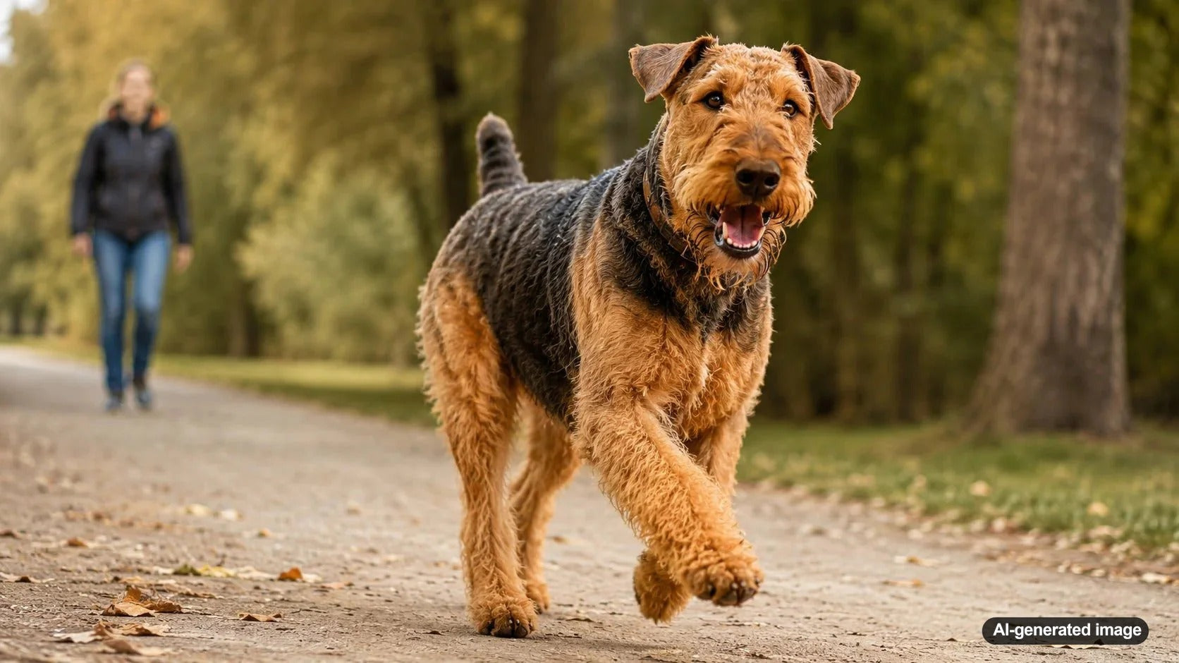 Airedale Terrier dog breed profile featuring a confident wiry-coated terrier for Woof dog care readers