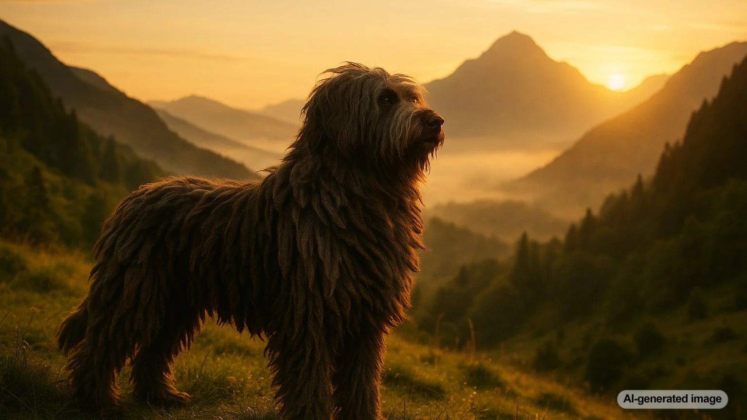 Bergamasco Sheepdog standing in a field