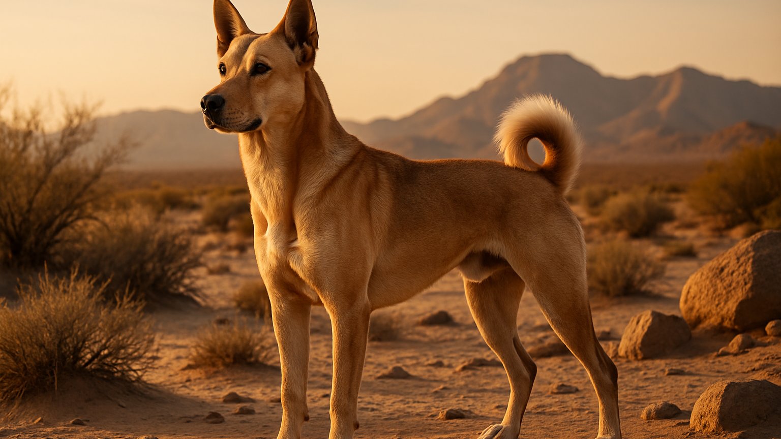 Canaan Dog standing outdoors