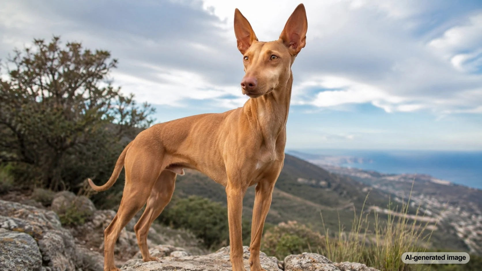 Cirneco dell'Etna dog showcasing the elegant build and upright ears of the Sicilian hunting breed