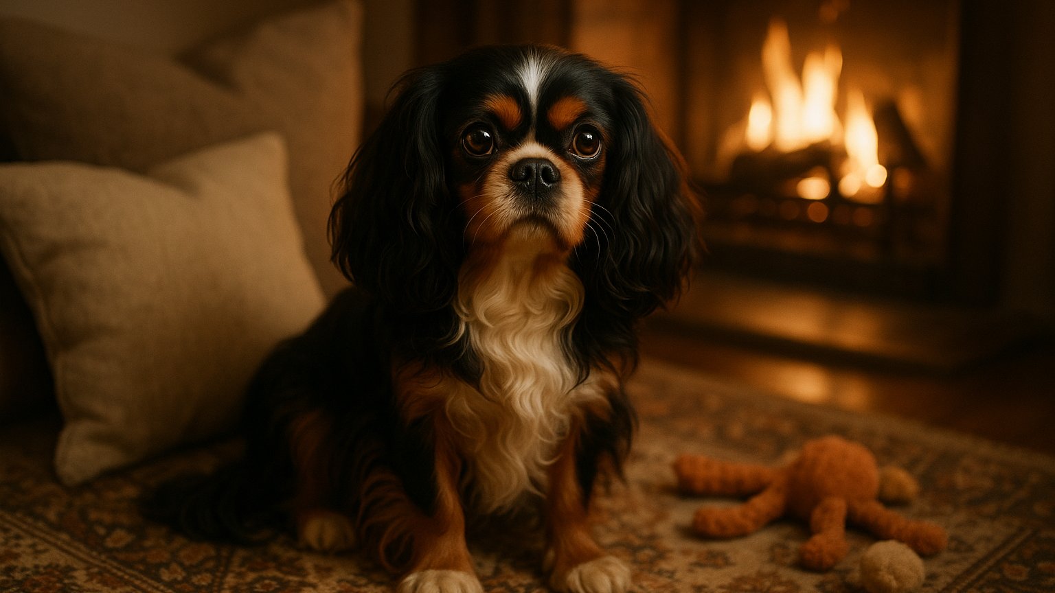 English Toy Spaniel sitting on a blanket