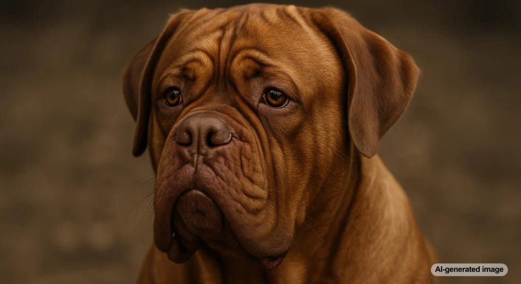 French Mastiff (Dogue de Bordeaux) looking noble outdoors