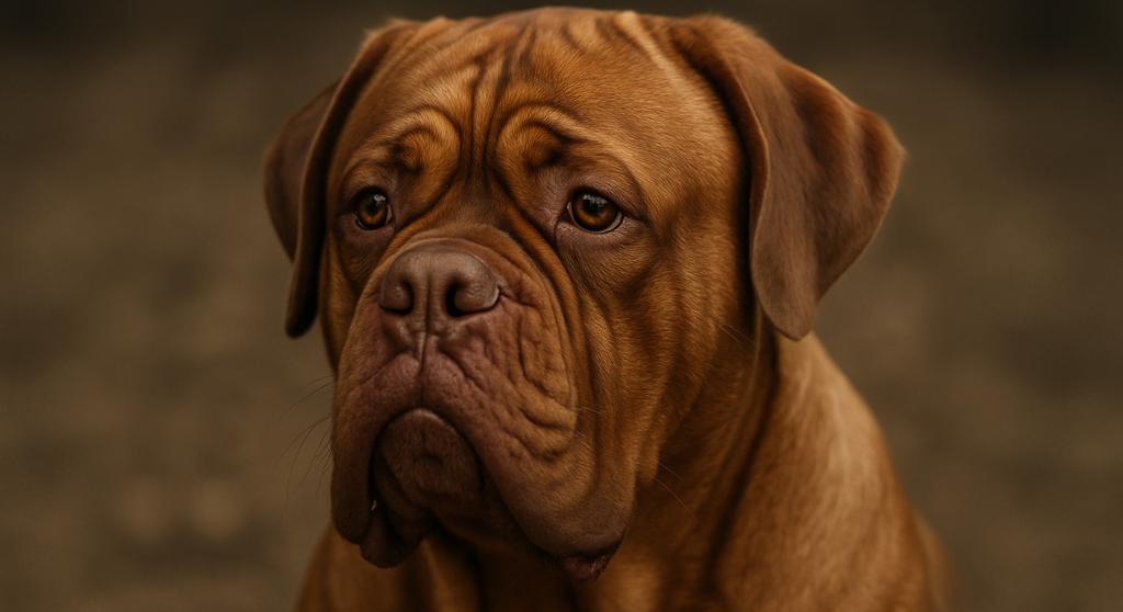 French Mastiff (Dogue de Bordeaux) looking noble outdoors