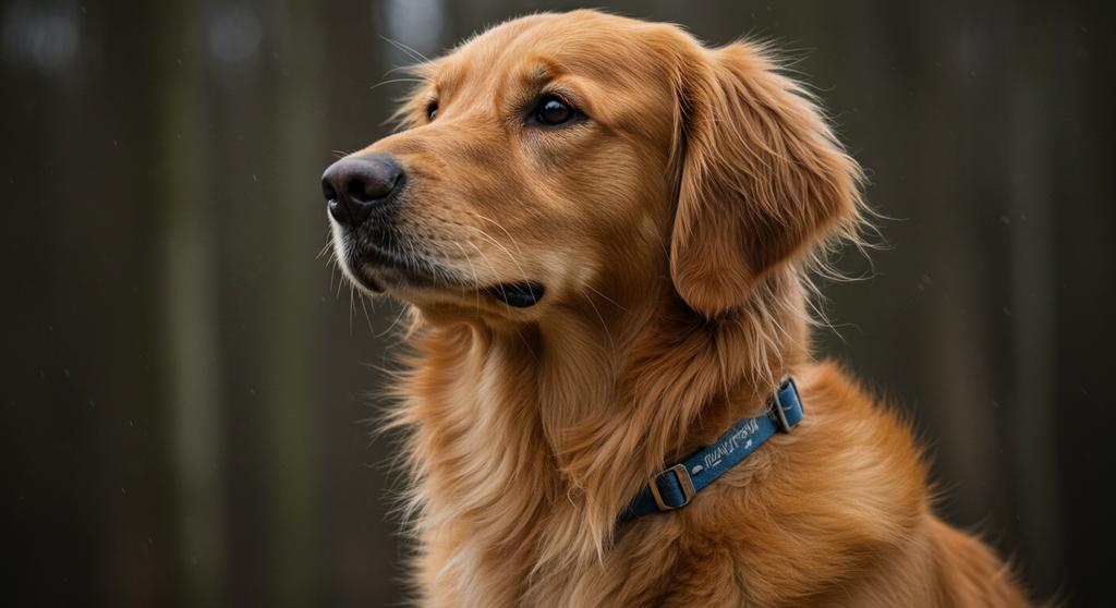 Golden Retriever sitting in a field