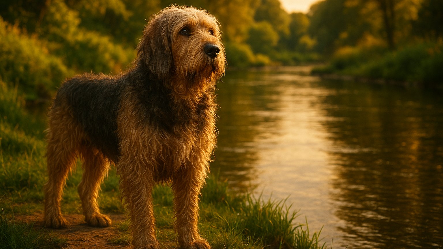 Otterhound standing on grass