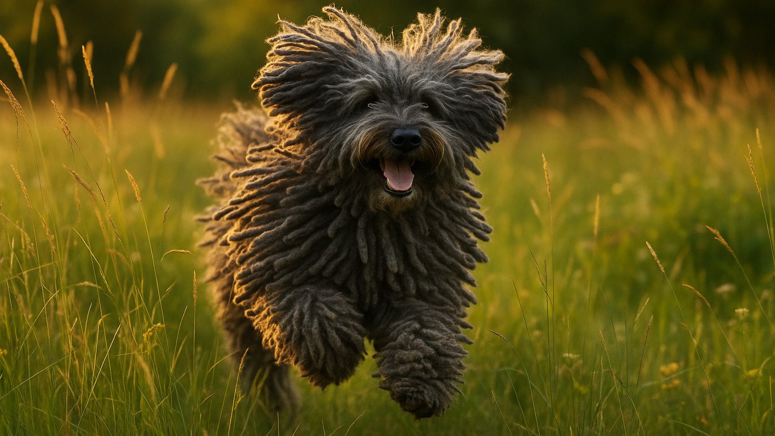 Puli dog with distinctive corded coat