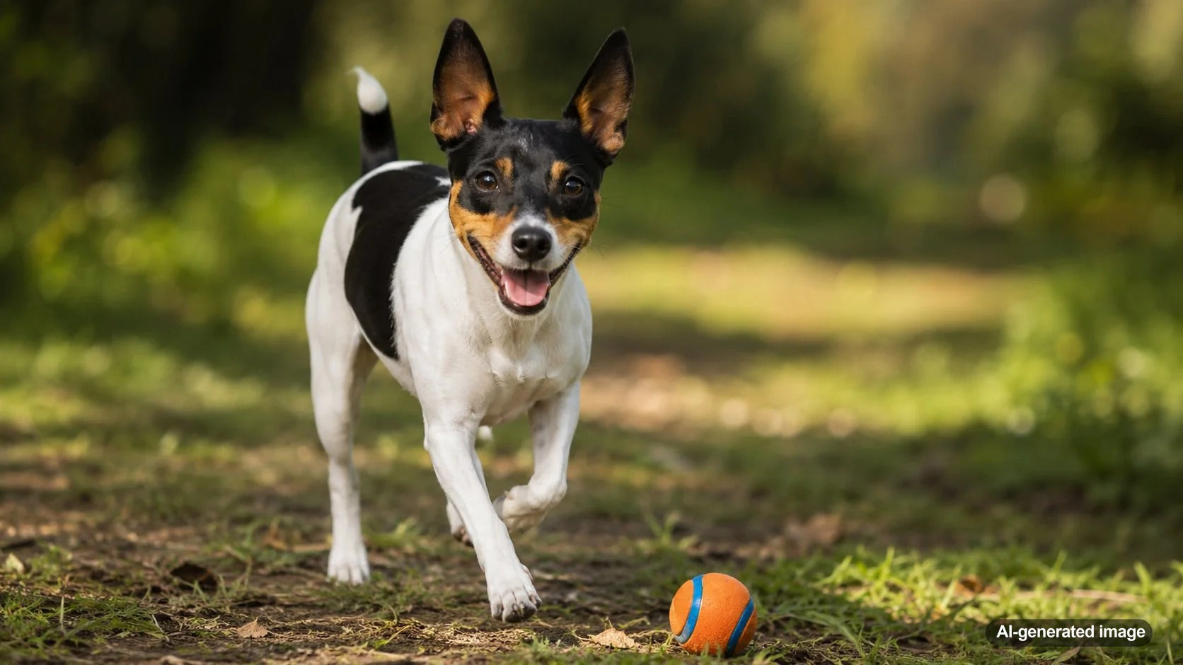 Toy Fox Terrier dog breed profile featuring a small, alert terrier with a lively expression