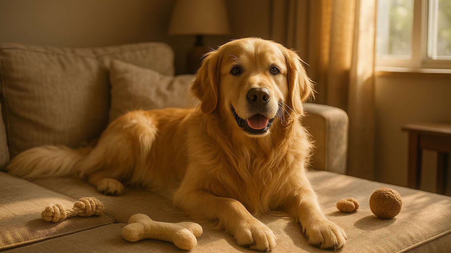 A happy dog receiving attention from its owner