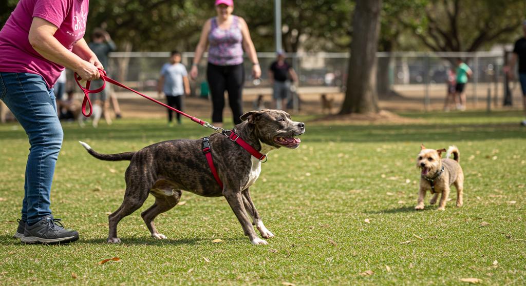 Dog focusing during training session with owner