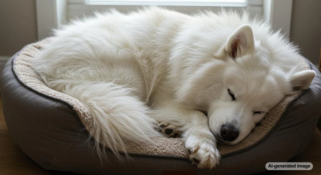 Rescue dog looking out window experiencing separation anxiety