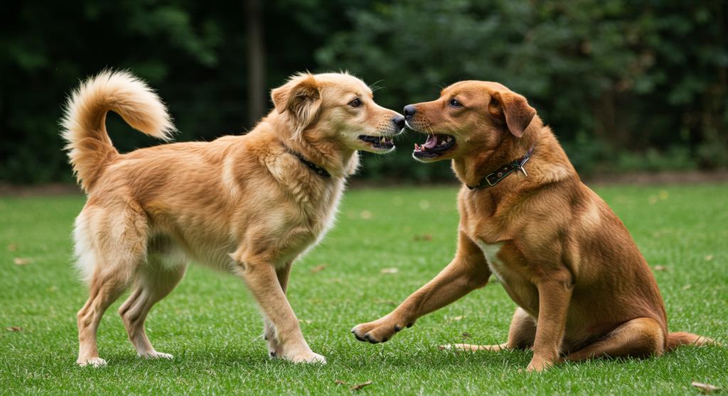 A rescue dog meeting other pets in a calm and controlled environment