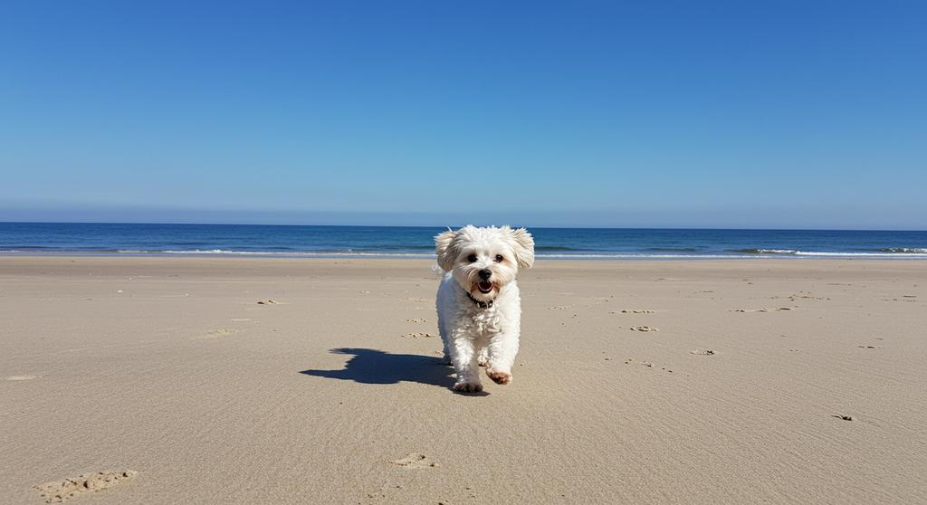 A dog enjoying a safe and fun day at the beach