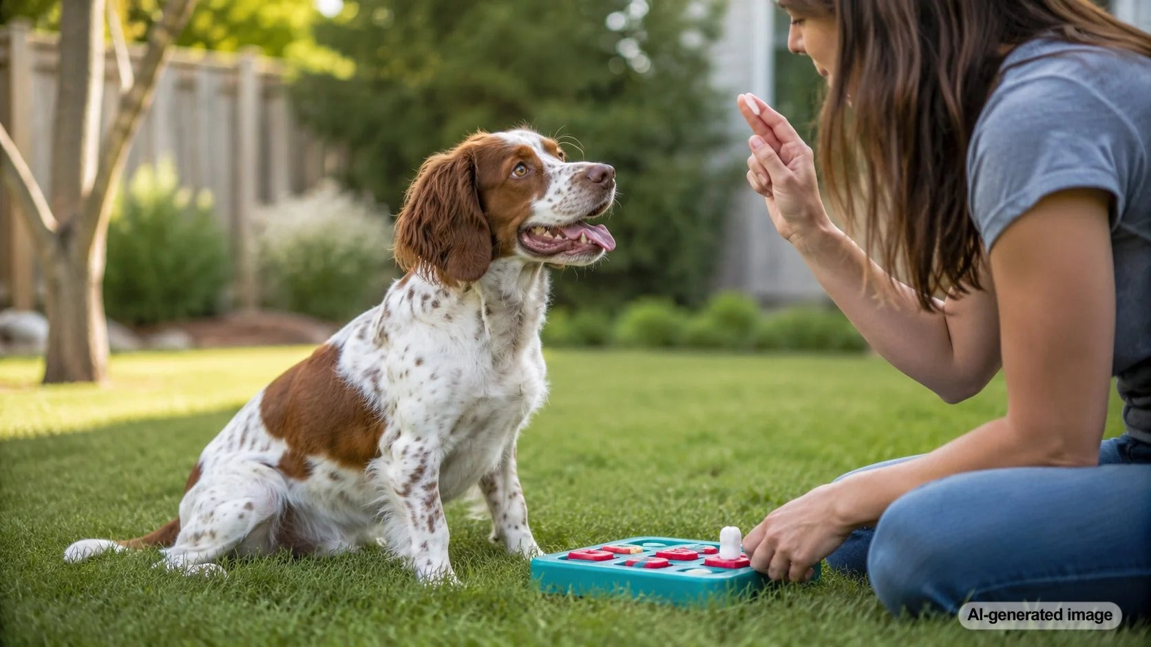 Dog engaging with an interactive enrichment activity for mental stimulation
