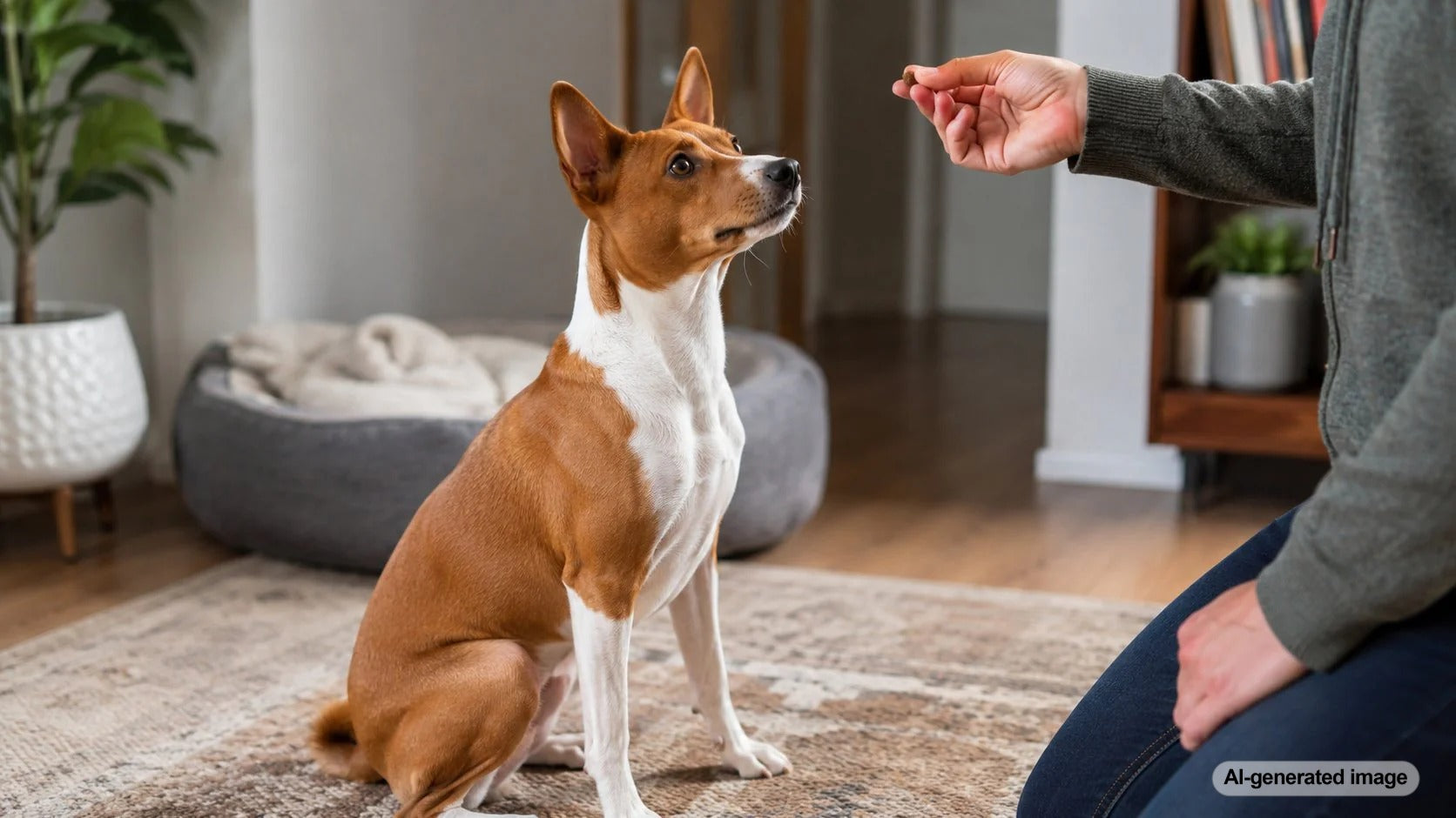 Dog enjoying food rewards during positive training without overfeeding