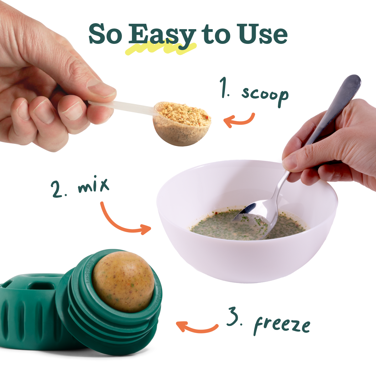 So easy to use: scoop, mix, freeze