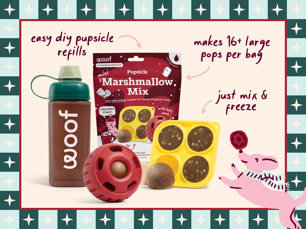 Homemade holiday dog pops made with carob and marshmallow mix