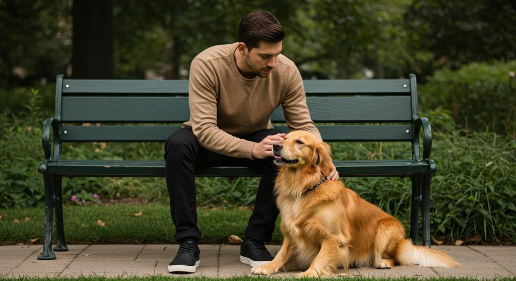 A Golden Retriever providing emotional support to its owner