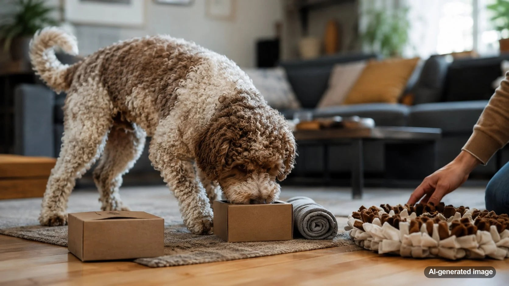 Dogs using their noses during an outdoor scent game