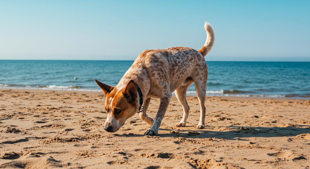 A dog sniffing the ground, illustrating its keen sense of smell