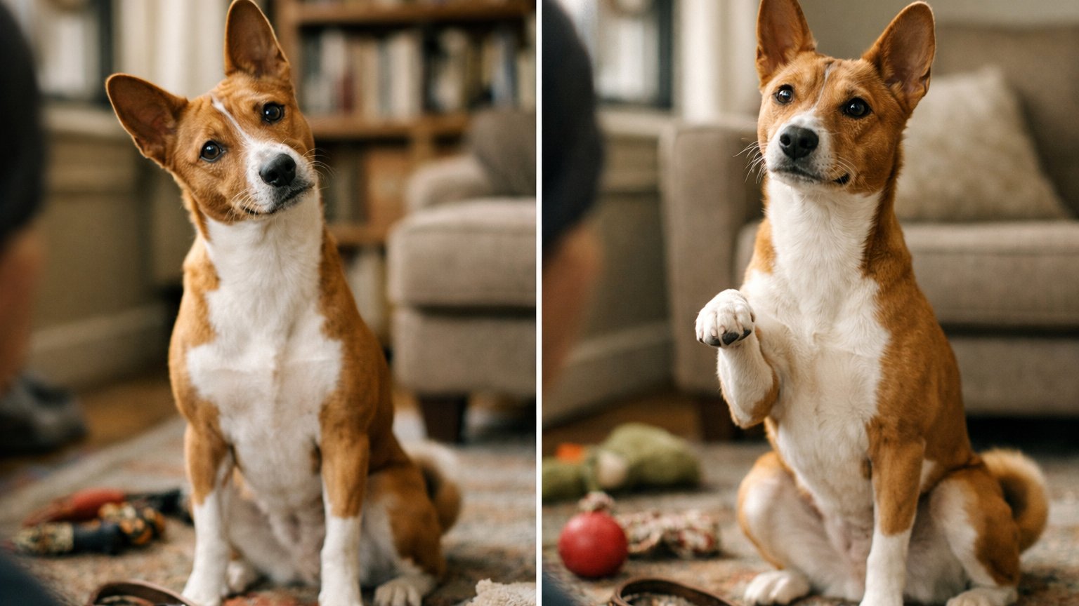 Dog reacting excitedly to the word walk during a selective listening test