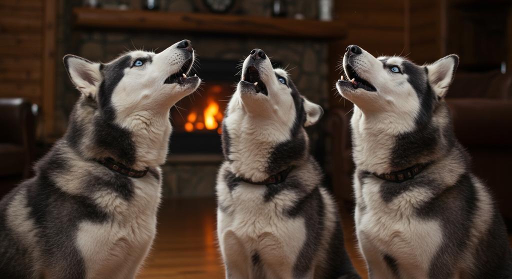 Husky howling in the wilderness