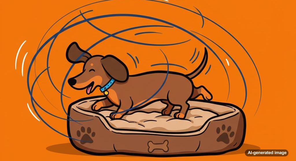 A dog spinning in circles, showcasing a quirky canine behavior