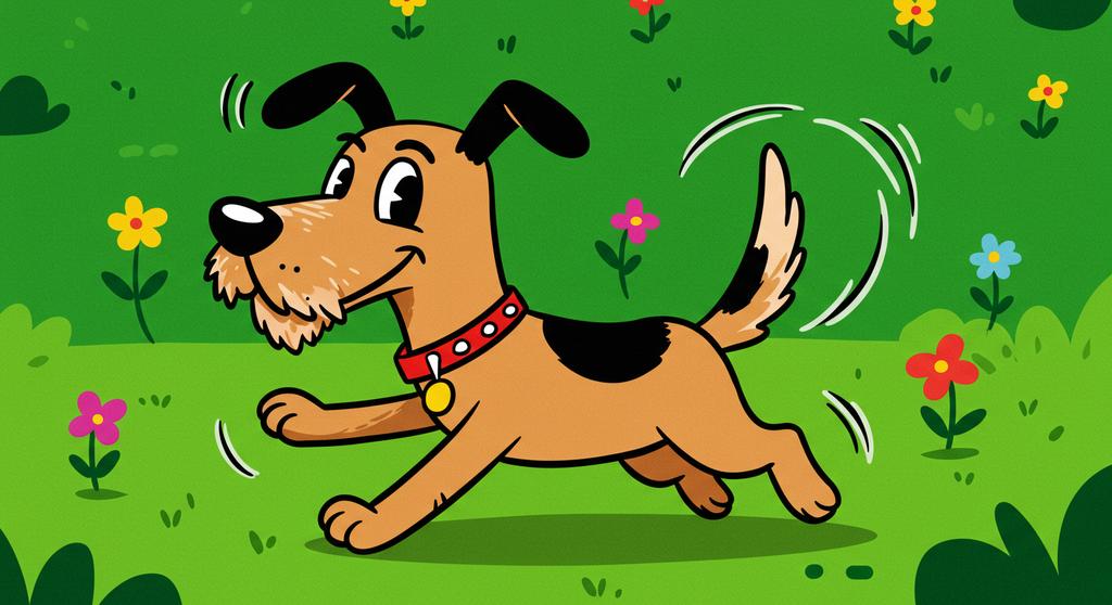 A happy dog wagging its tail