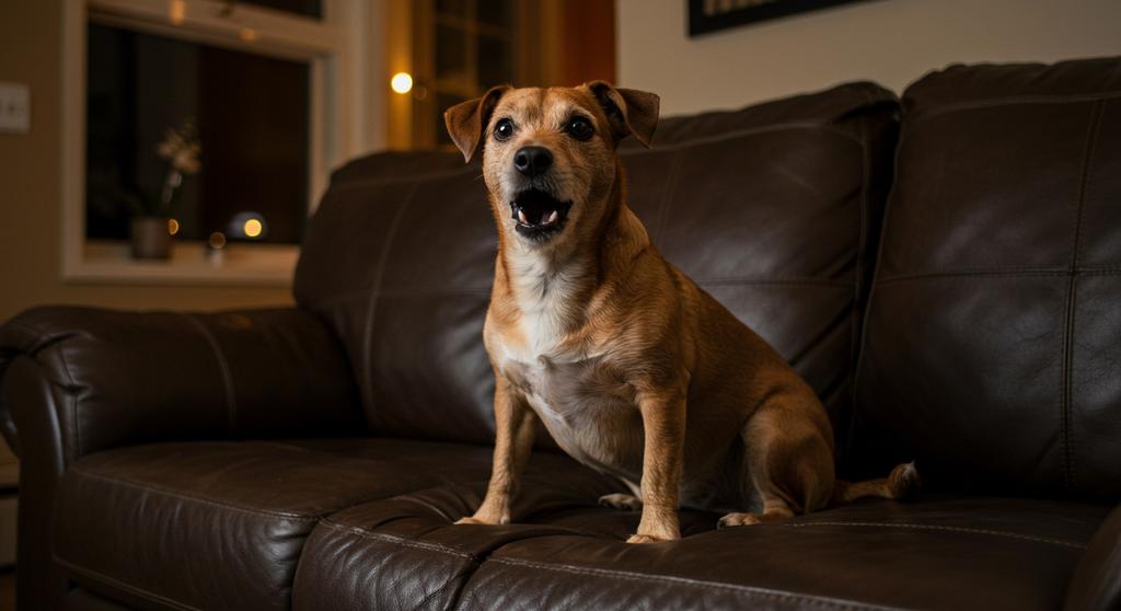 Dog barking at TV screen with animated animal