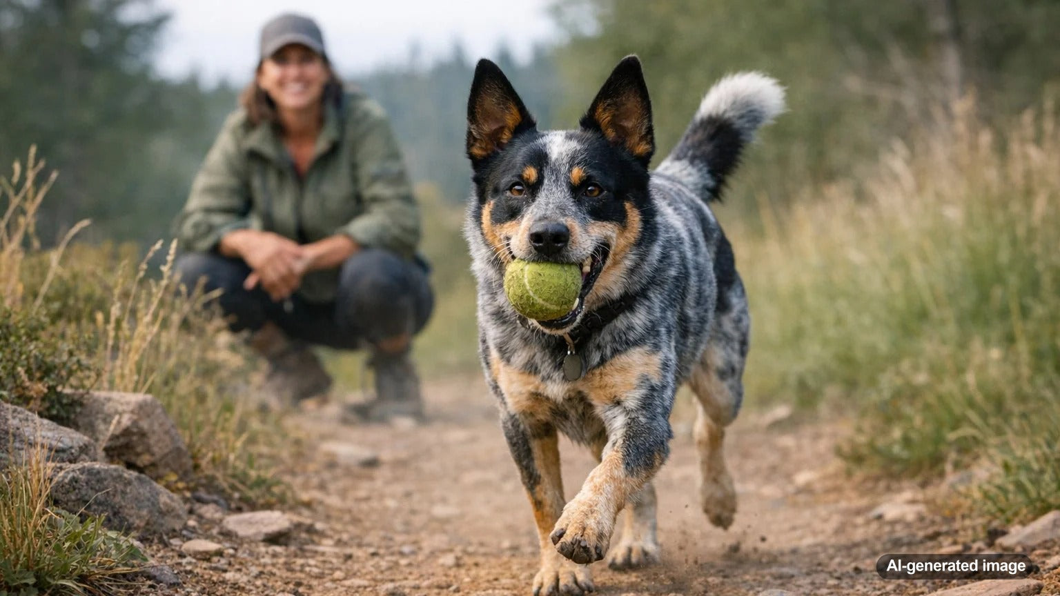 Dog proudly bringing a random object to their owner as a playful gift