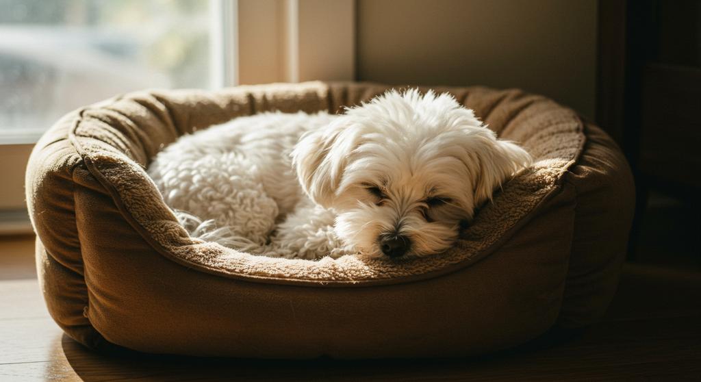 A dog spinning in circles before lying down to sleep