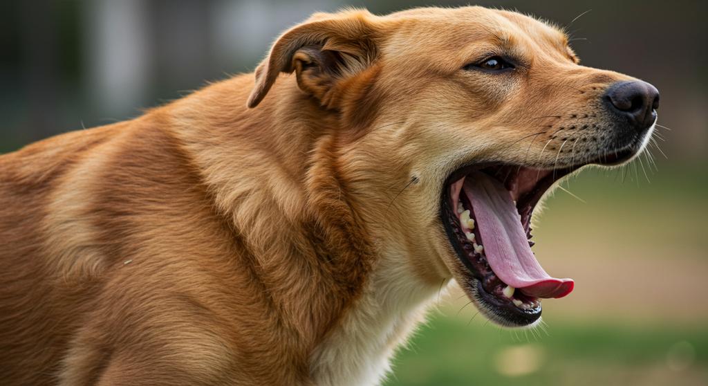 A dog yawning, symbolizing a common canine behavior