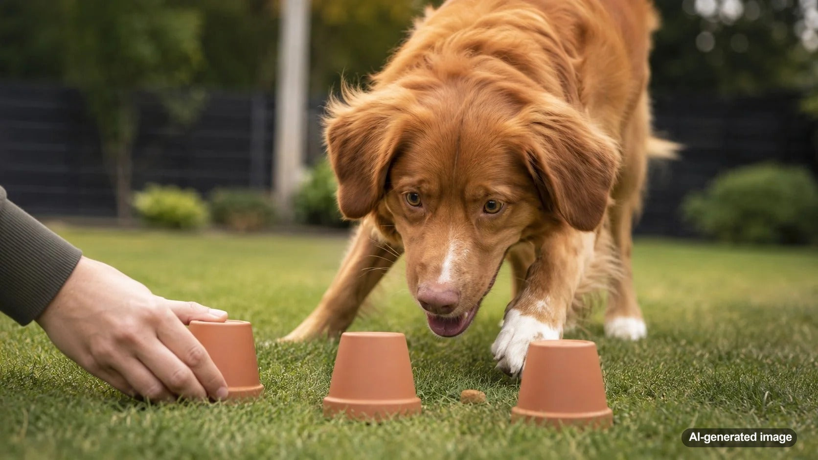 Dog enjoying a rewarding food enrichment game with easy wins